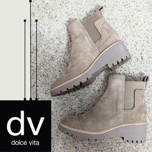 Dolce Vita Grey Suede Leather Chelsea Boots